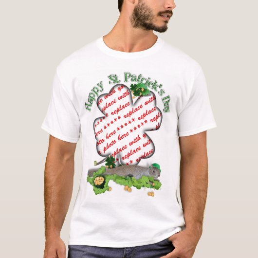 St Patrick's Day Lucky Squirrel Kleeblatt Rahmen T-Shirt (Vorderseite)