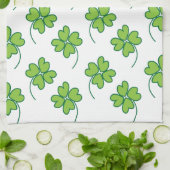 St Patricks Day Lucky Vierblättriges Kleeblatt Geschirrtuch (Gefaltet)