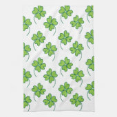 St Patricks Day Lucky Vierblättriges Kleeblatt Geschirrtuch (Vertikal)