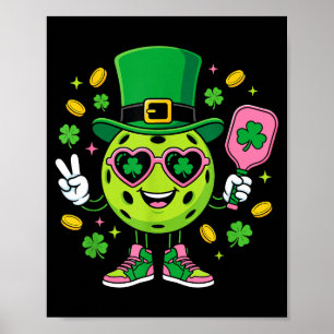 St. Patricks Day lustiger Glück-Pickleball-Hut iri Poster