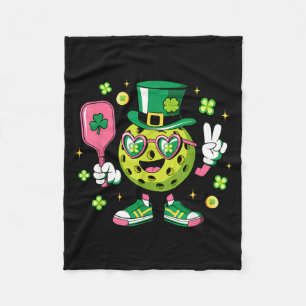 St Patricks Day lustiger Glück-Pickleball-Hut iris Fleecedecke
