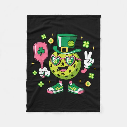 St Patricks Day lustiger Glück-Pickleball-Hut iris Fleecedecke (Vorderseite)