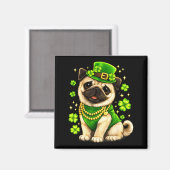 St. Patricks Day Lustiger Mops Hund Shamrock Irisc Magnet (Vorderseite/Rückseite)