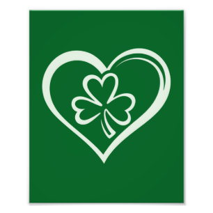 St. Patricks Day Lustiger Shamrock Herz Irisch  Fotodruck