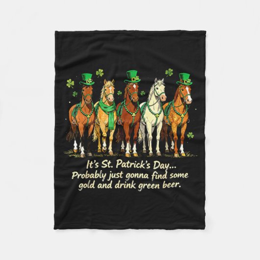 St. Patricks Day lustiges Pferd trinkt grünes Bier Fleecedecke (Vorderseite)