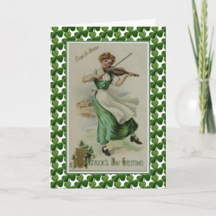 St. Patrick's Day Mädchen mit Violin-Jig Karte