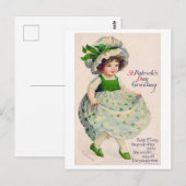 St. Patrick's Day Mädchen, Vintage Postkarte (Vorne/Hinten)