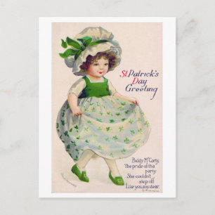 St. Patrick's Day Mädchen, Vintage Postkarte