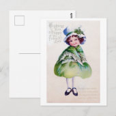 St. Patrick's Day Mädchen, Vintage Postkarte (Vorne/Hinten)
