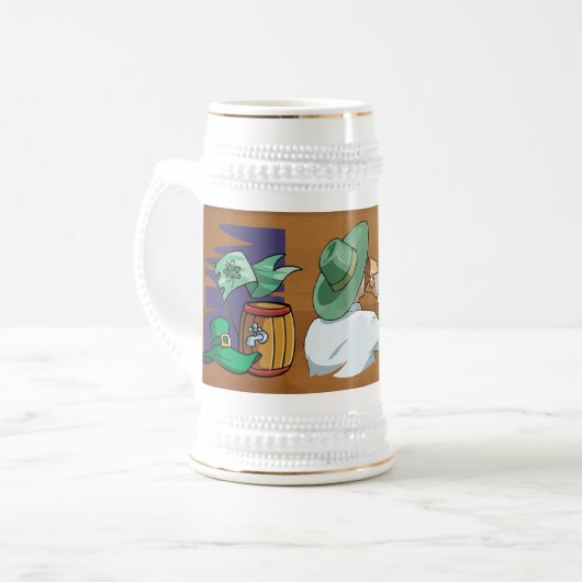 St Patricks Day Man mit Hat Drink Bier Bierglas (Vorderseite Links)