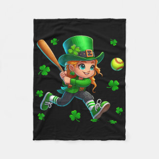 St. Patrick's Day Man Playing Softll Shamrocks Pla Fleecedecke