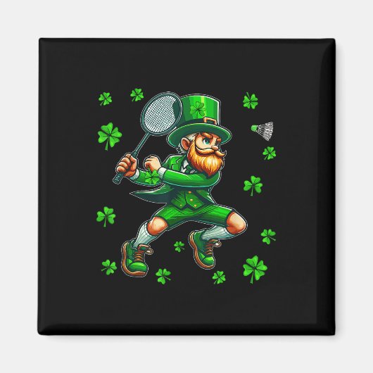 St. Patricks Day Man spielt Badminton Player Team Magnet (Vorne)