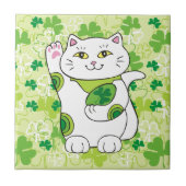St. Patrick's Day Maneki Neko (Lucky Cat) Fliese (Vorderseite)