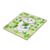 St. Patrick's Day Maneki Neko (Lucky Cat) Fliese (Seite)