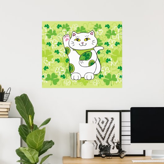 St. Patrick's Day Maneki Neko (Lucky Cat) Poster (Heimbüro)