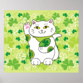St. Patrick's Day Maneki Neko (Lucky Cat) Poster (Vorne)