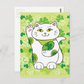 St. Patrick's Day Maneki Neko (Lucky Cat) Postkarte (Vorne/Hinten)