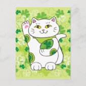 St. Patrick's Day Maneki Neko (Lucky Cat) Postkarte (Vorderseite)