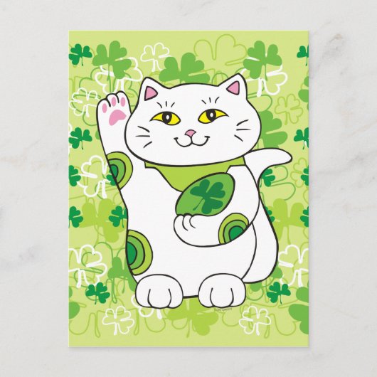 St. Patrick's Day Maneki Neko (Lucky Cat) Postkarte (Vorderseite)