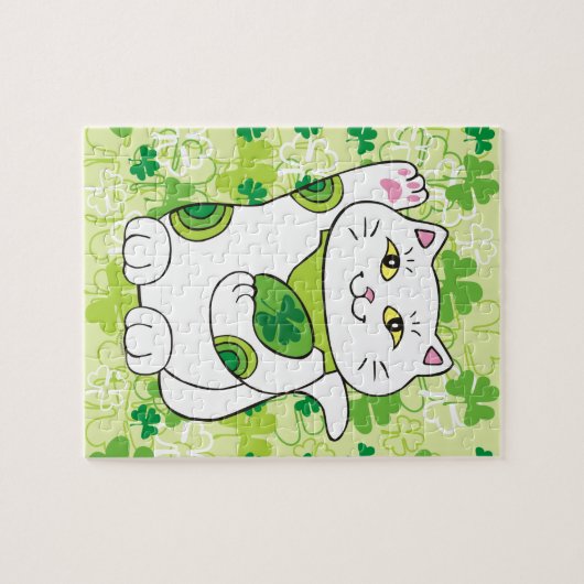 St. Patrick's Day Maneki Neko (Lucky Cat) Puzzle (Horizontal)