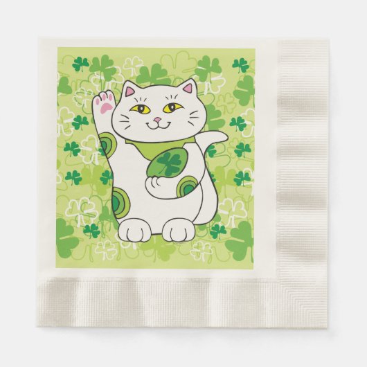 St. Patrick's Day Maneki Neko (Lucky Cat) Serviette (Vorderseite)