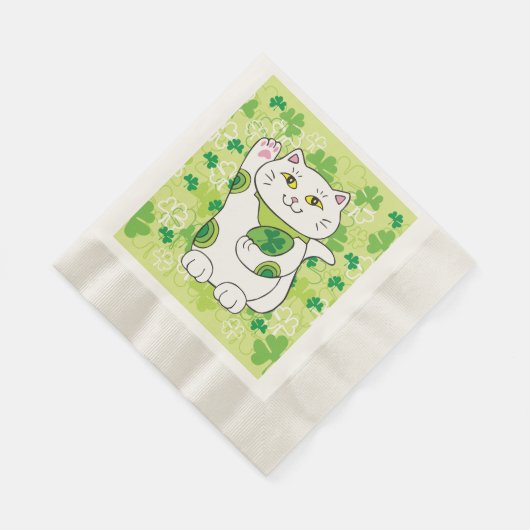 St. Patrick's Day Maneki Neko (Lucky Cat) Serviette (Ecke)