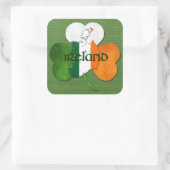St. Patrick's Day Map Ireland/Clover Quadratischer Aufkleber (Tasche)