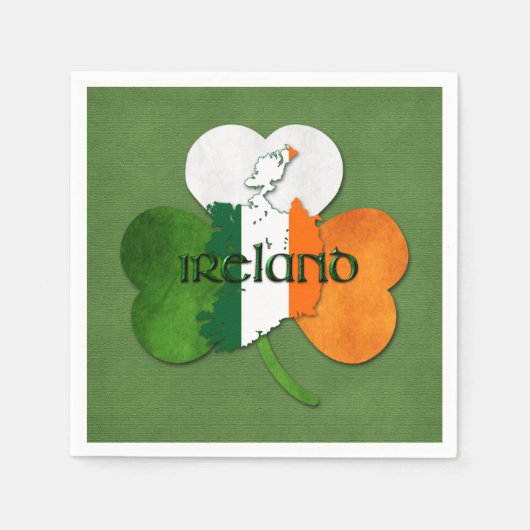 St. Patrick's Day Map Ireland/Clover Serviette (Vorderseite)