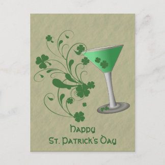 St Patrick's Day Martini Postkarte