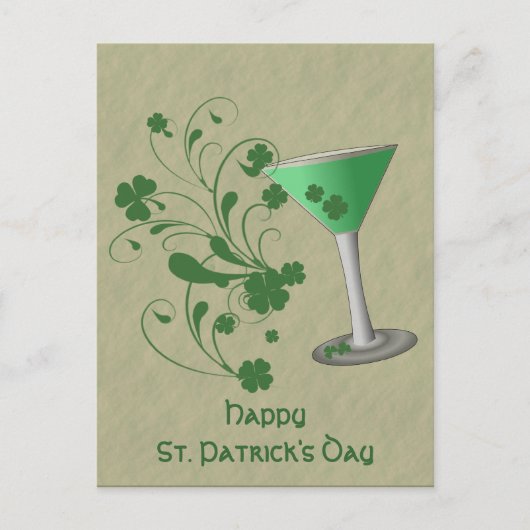 St Patrick's Day Martini Postkarte (Vorderseite)