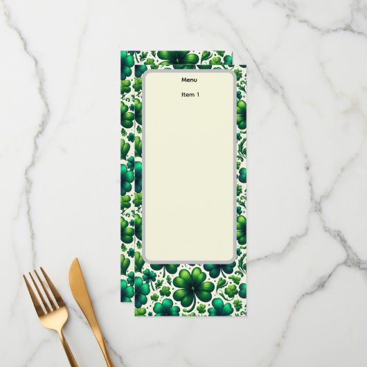 St. Patricks Day-Menü Menükarte (Vorderseite/Rückseite Beispiel)