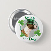 St. Patrick's Day Mini Bull Terrier Button (Vorne & Hinten)