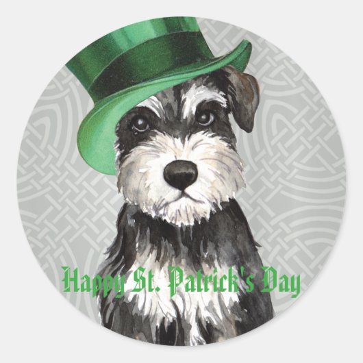 St. Patrick's Day Miniatur Schnauzer Runder Aufkleber (Vorderseite)