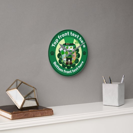 St. Patrick's Day mit einer glücklichen, Mit Augen Runde Wanduhr (Büro)