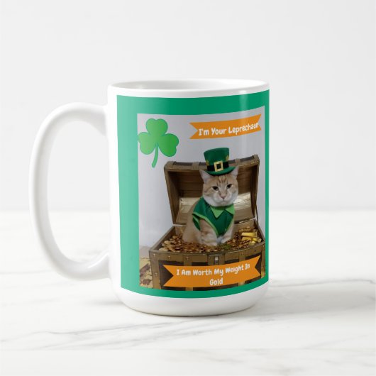 St. Patrick's Day mit Katzenhumor Kaffeetasse (Links)