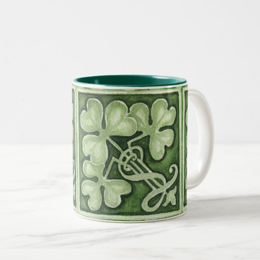 St. Patrick's Day mit Kleeblatt Green Aquarell T Zweifarbige Tasse (VorderseiteRechts)