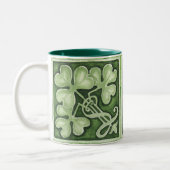 St. Patrick's Day mit Kleeblatt Green Aquarell T Zweifarbige Tasse (Links)