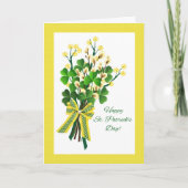 St. Patrick's Day mit Kleeblatt und Spring Bouquet Karte (Vorderseite)