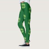 St. Patrick's Day mit Kleeblättern auf Grün Leggings (Links)