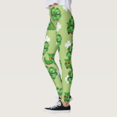 St. Patrick's Day mit Kleeblättern auf Grün Leggings (Links)