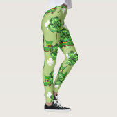 St. Patrick's Day mit Kleeblättern auf Grün Leggings (Rechts)