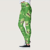 St. Patrick's Day mit Kleeblättern auf Grün Leggings (Links)