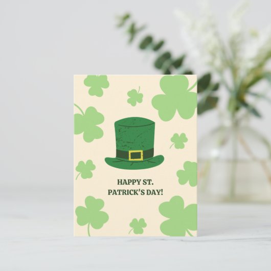 St. Patrick's Day mit Leprechaun Hat Postkarte (Stehend Vorderseite)