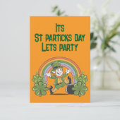 St. Patrick's Day mit Regenbogen & Leprechaun Einladung (Stehend Vorderseite)