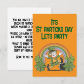 St. Patrick's Day mit Regenbogen & Leprechaun Einladung (Vorne/Hinten)