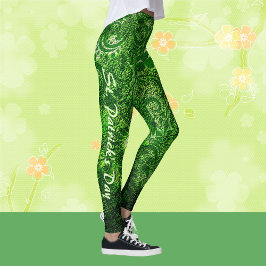 St Patrick's Day Modern Green Kleeblatts Muster Leggings