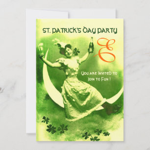 ST. PATRICK'S DAY MONDLADY MIT KLEEBLÄTTERN MONOGR EINLADUNG