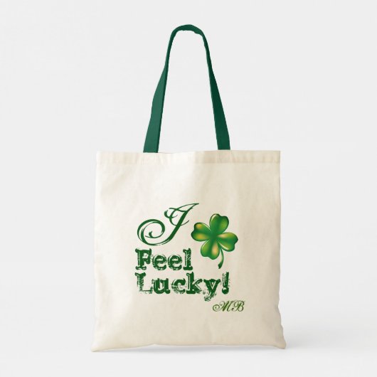 St. Patrick's Day Monogram, Feel Lucky, Kleeblatt Tragetasche (Rückseite)