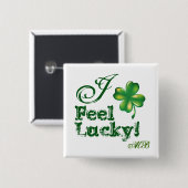 St. Patrick's Day Monogram I Feel Lucky, Shamrock Button (Vorne & Hinten)