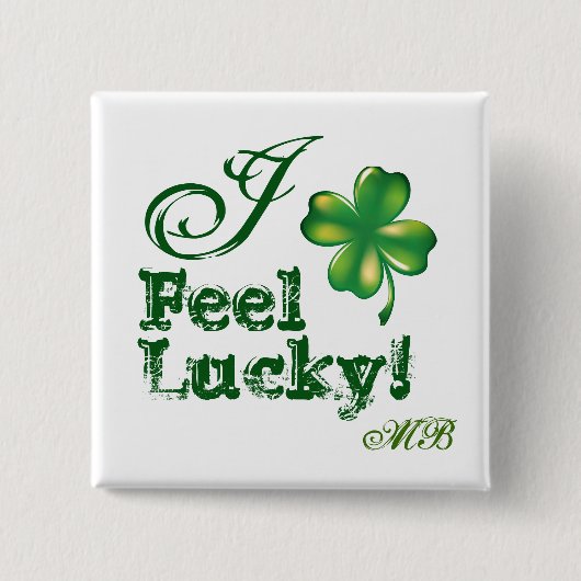 St. Patrick's Day Monogram I Feel Lucky, Shamrock Button (Vorderseite)